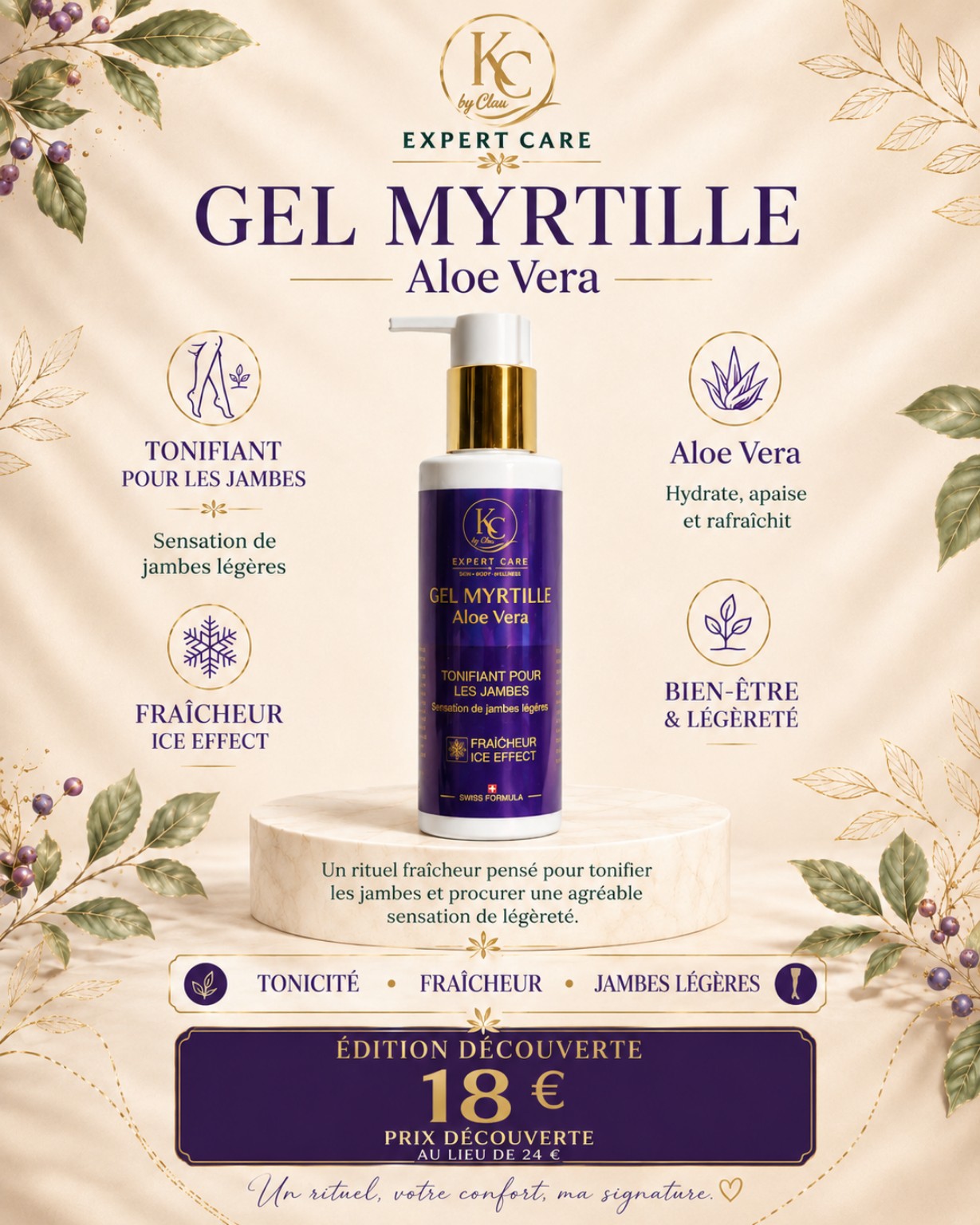 Affiche originale KC by Clau : Gel Myrtille & Aloe Vera
